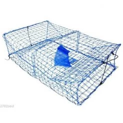 4 X Wilson Heavy Duty Rectangular Crab Traps - 2 Entry Crab Pots - Blue Mesh -Gifts Sales 309ctmgx4 3