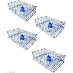 4 X Wilson Heavy Duty Rectangular Crab Traps - 2 Entry Crab Pots - Blue Mesh -Gifts Sales 309ctmgx4 4