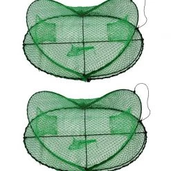 Yabbie Traps/Nets 2 X Seahorse Folding Opera House Traps With 75mm Rings-Green Yabby Net-Red Claw Trap