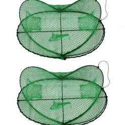 Yabbie Traps/Nets 2 X Seahorse Folding Opera House Traps With 90mm Rings - Green Yabby Net