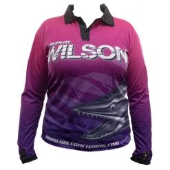 Fishing Shirts & Polos Team Wilson Pink/Purple Tournament Long Sleeve Fishing Shirt - Fishing Jersey -Gifts Sales TSLSWPP
