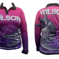 Fishing Shirts & Polos Team Wilson Pink/Purple Tournament Long Sleeve Fishing Shirt - Fishing Jersey