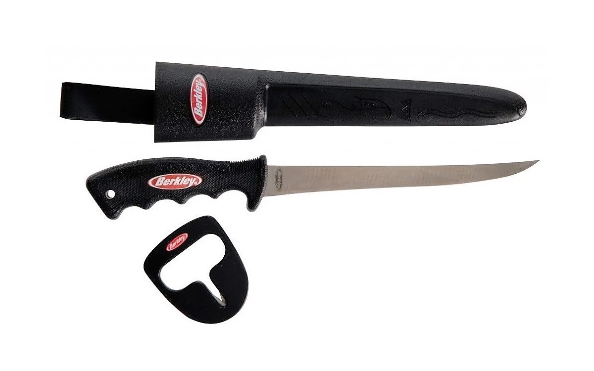 Knives Berkley 7" Stainless Steel Fillet Knife + Sheath & Knife Sharpener-Fish Cleaning 3 Knives Berkley 7" Stainless Steel Fillet Knife + Sheath & Knife Sharpener-Fish Cleaning